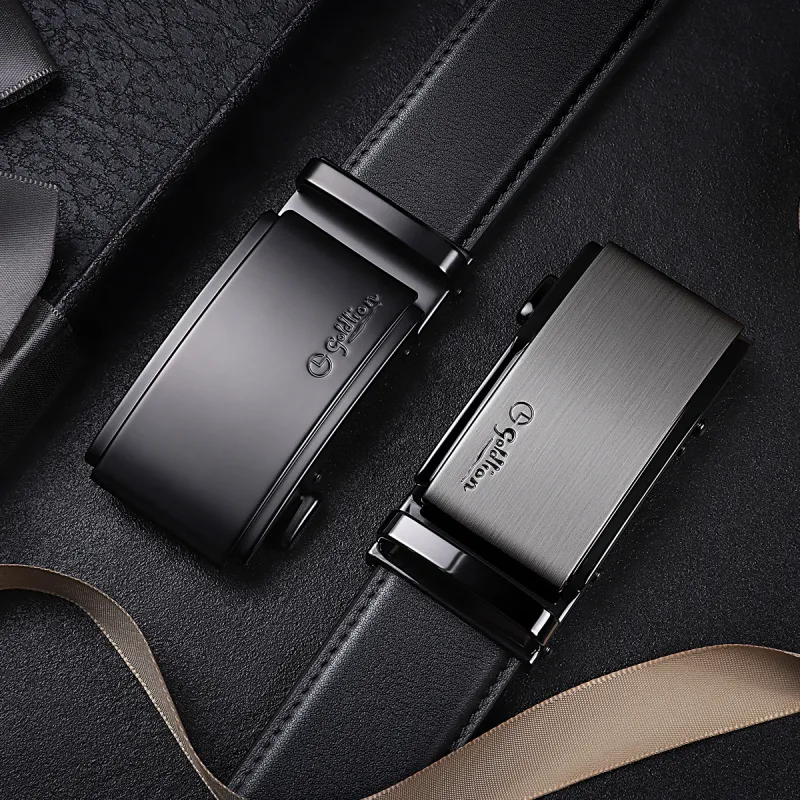 GOLDLION Top Grain Cow Leather Belts Unisex Black 3.5CM-12