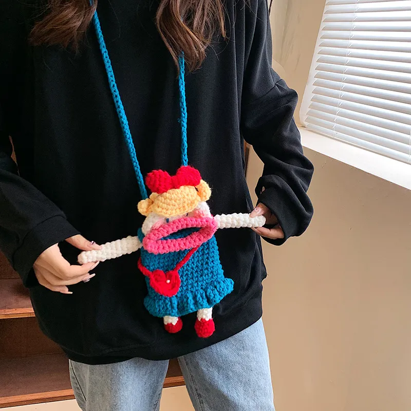 Ji Reminiscence Knitted Fabric Shoulder Bag Crossbody Bag Women's Multicolor-3