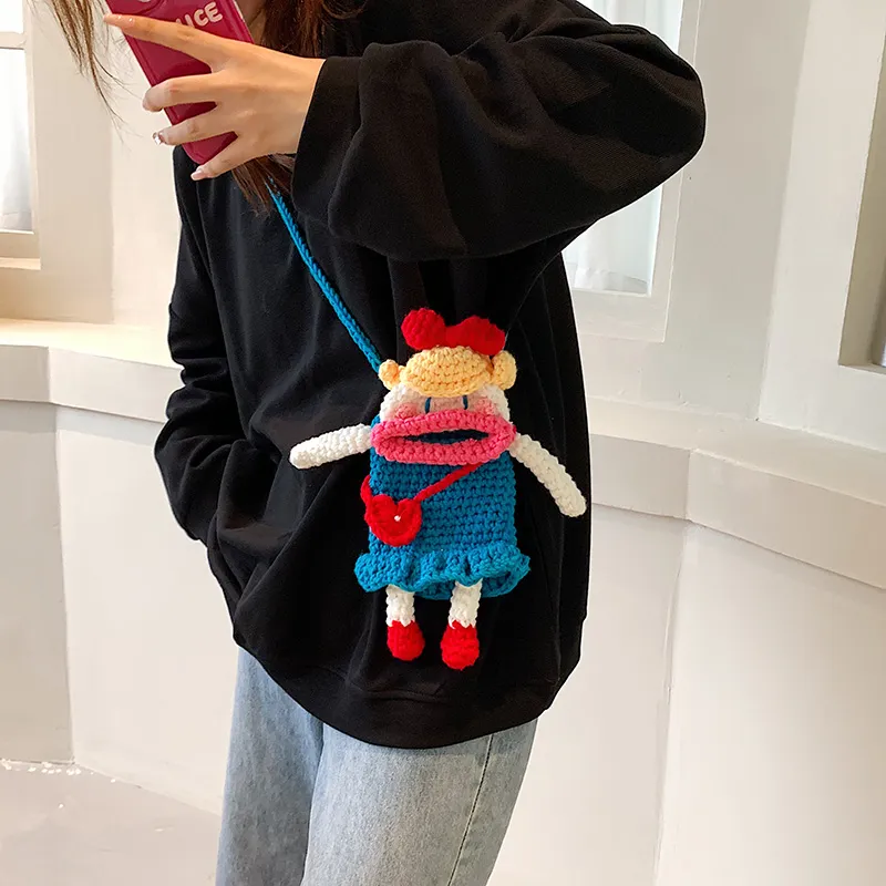 Ji Reminiscence Knitted Fabric Shoulder Bag Crossbody Bag Women's Multicolor-2