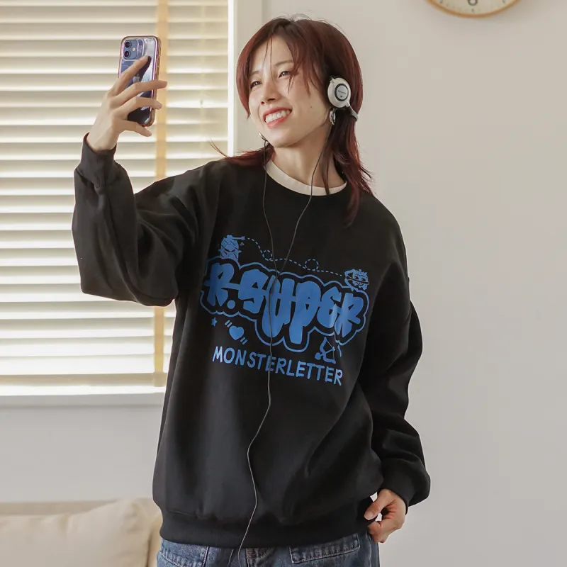 R.super R.super X Monster Letter Co branded Series Sweatshirt Unisex-2