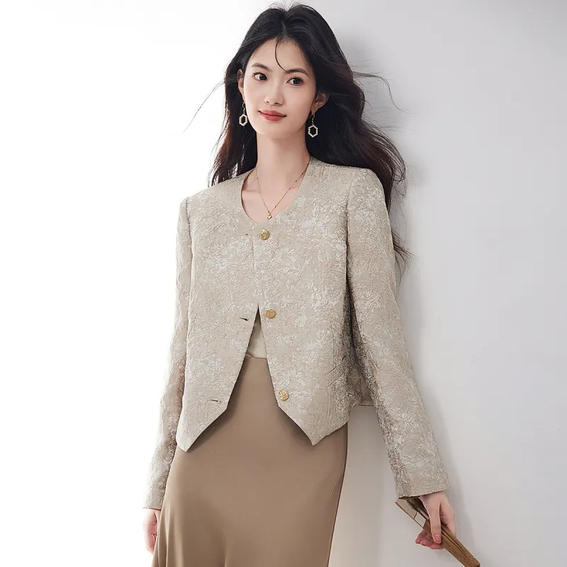 XINFEIYU Jackets Coats Women's Greige-1