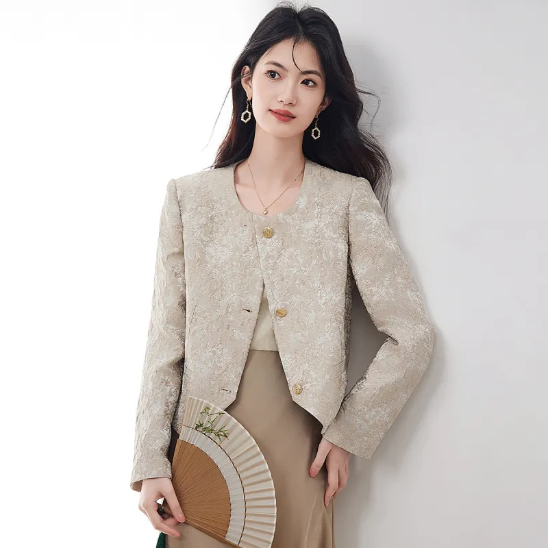 XINFEIYU Jackets Coats Women's Greige-2