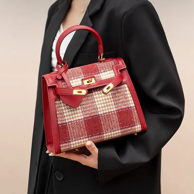 UNITE STAR Artificial Leather Fashionable Versatile Crossbody Handbag Medium Size Women's Red-5