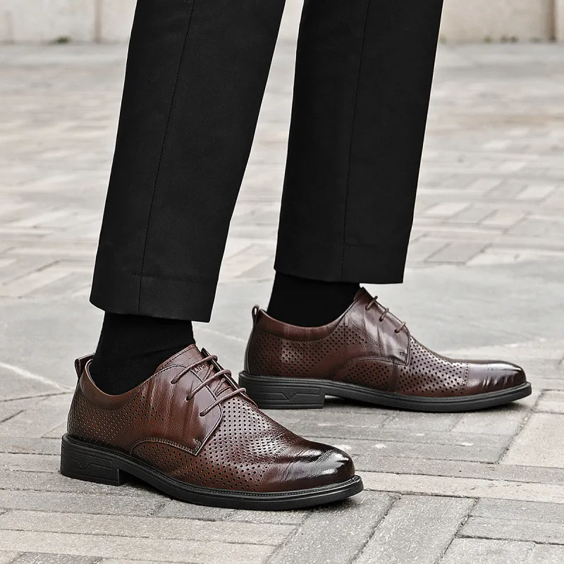 HLA Dress Shoes Men Low Top Black-62