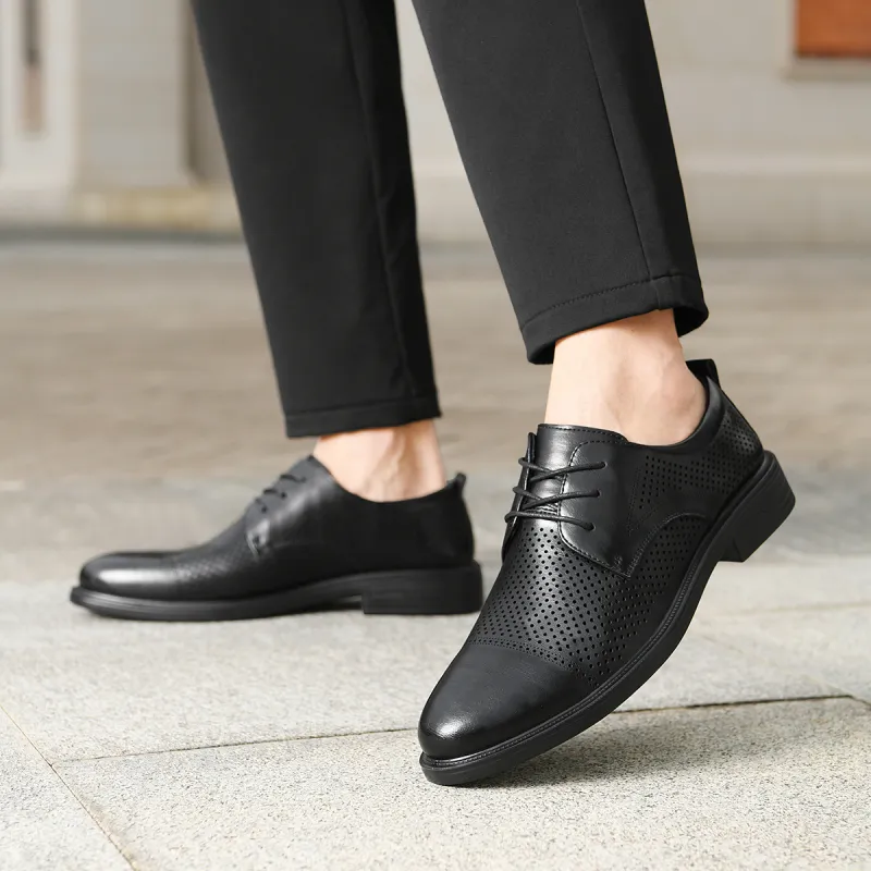 HLA Dress Shoes Men Low Top Black-23