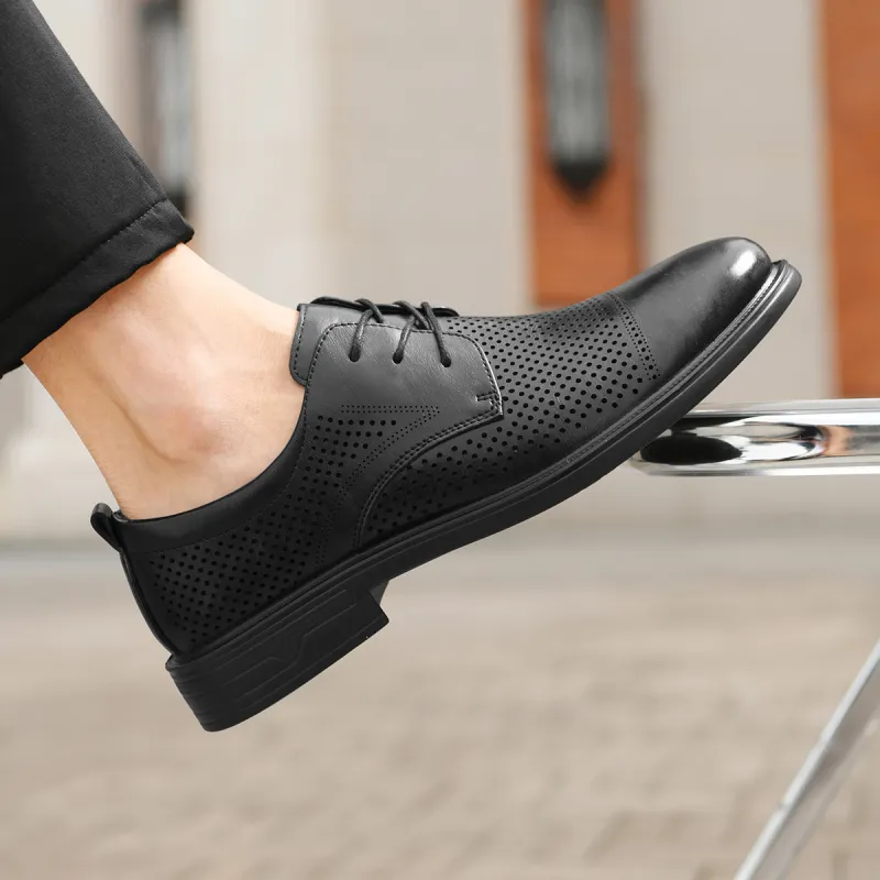 HLA Dress Shoes Men Low Top Black-22