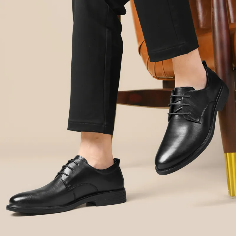 HLA Dress Shoes Men Low Top Black-6