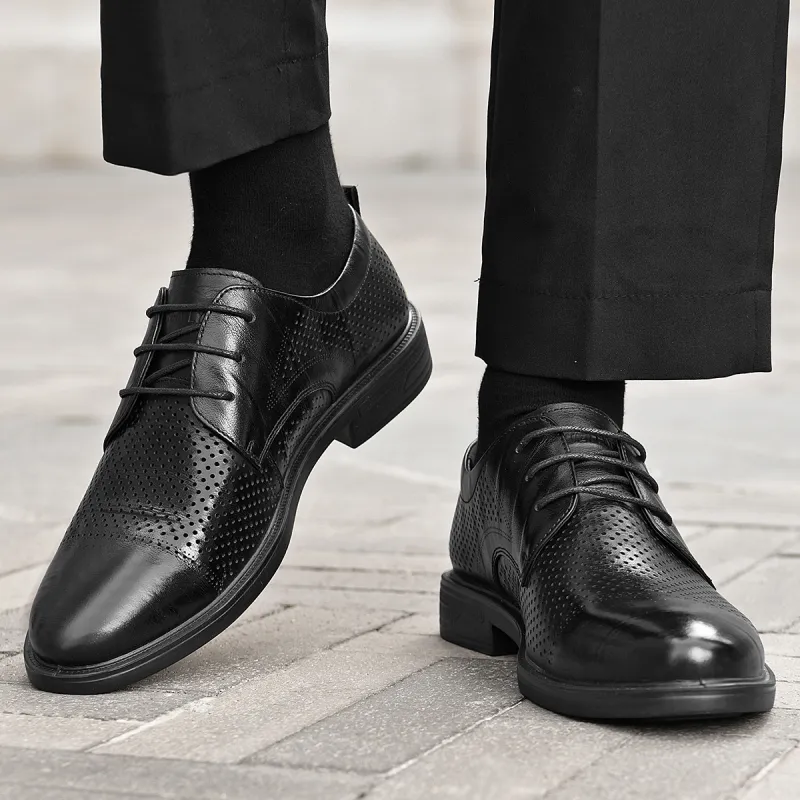 HLA Dress Shoes Men Low Top Black-54