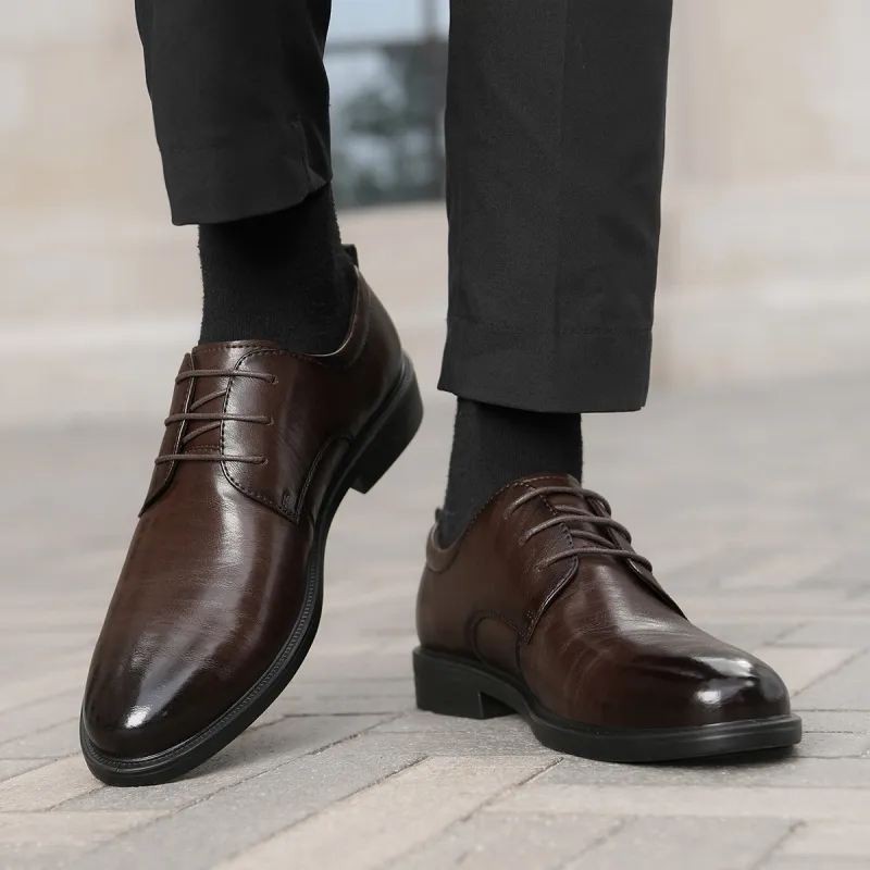HLA Dress Shoes Men Low Top Black-47
