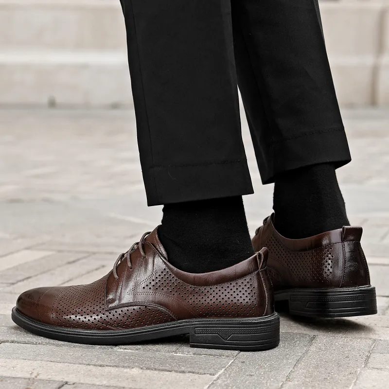 HLA Dress Shoes Men Low Top Black-63