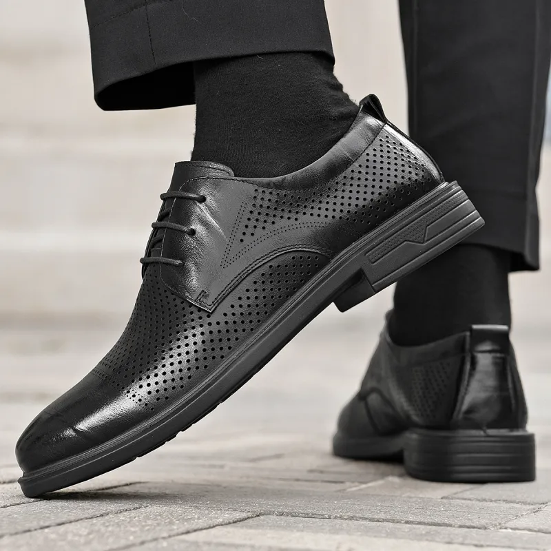HLA Dress Shoes Men Low Top Black-55