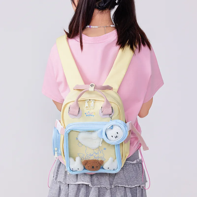 Miffy Fabric With PVC Backpack Regular Women's Yellow/White-5