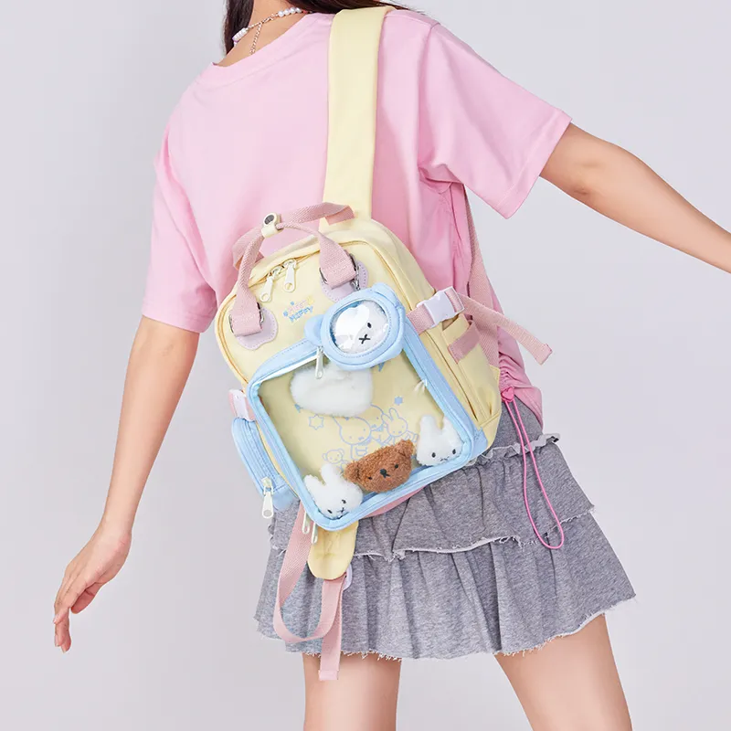 Miffy Fabric With PVC Backpack Regular Women's Yellow/White-7