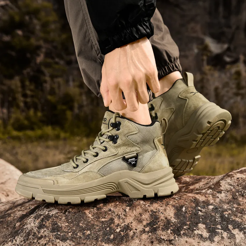 Jeep Breathable Warm Wear Resistant Cushioning Short Outdoor Hiking Boots Sand-5