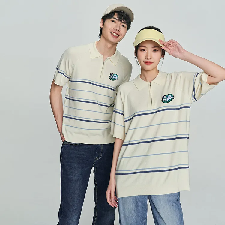 Lee Little Liu Duck Co branded Model Polo Shirts Unisex Ecru-2