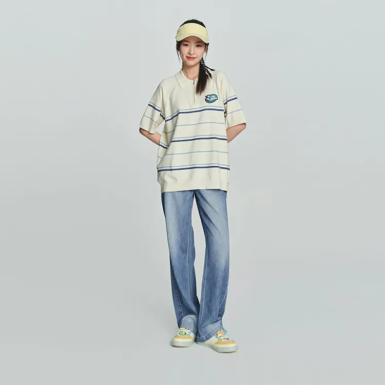 Lee Little Liu Duck Co branded Model Polo Shirts Unisex Ecru-4