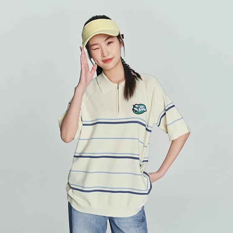 Lee Little Liu Duck Co branded Model Polo Shirts Unisex Ecru-5