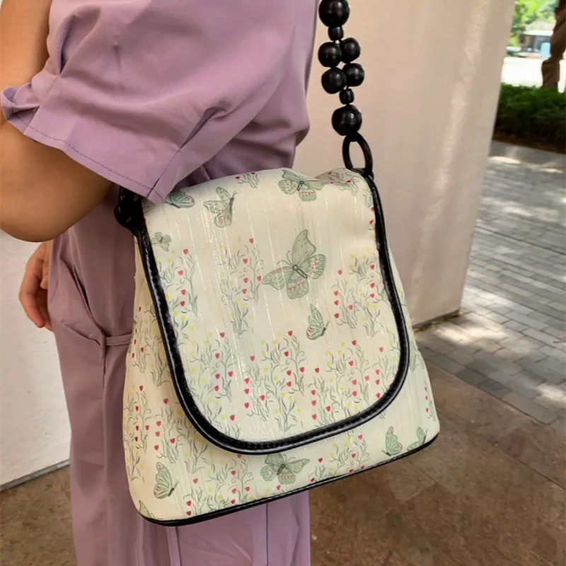 CentarlKatty PU Shoulder Bag Women's Black Light Green Butterfly-5