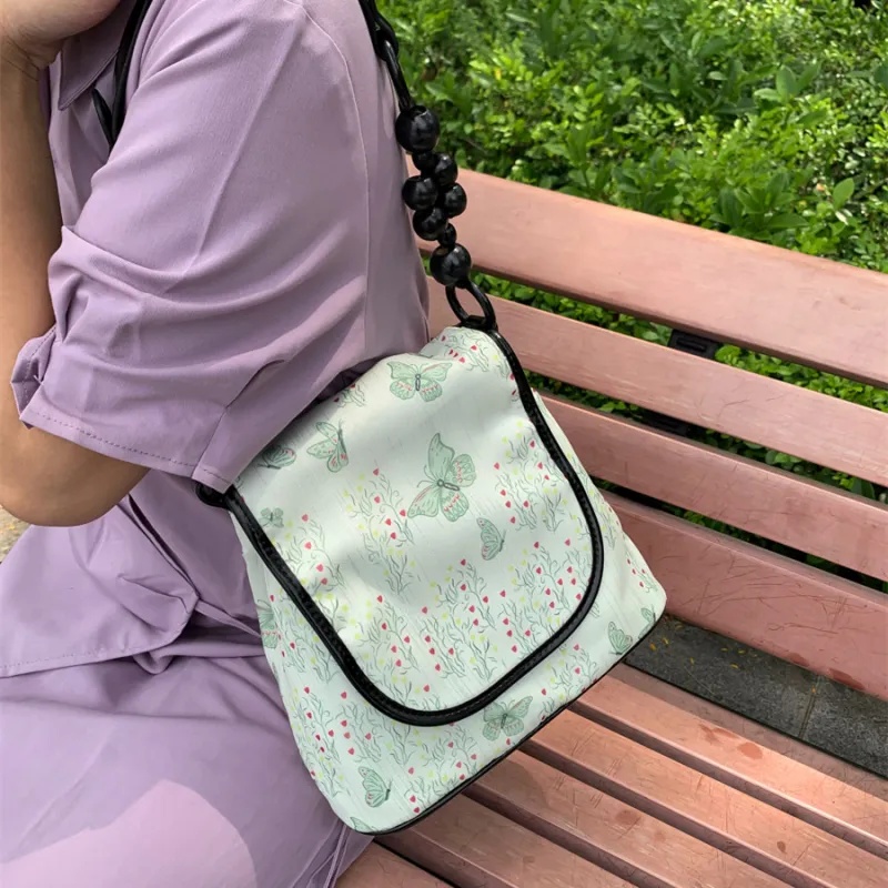 CentarlKatty PU Shoulder Bag Women's Black Light Green Butterfly-7