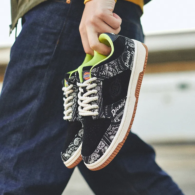 Dickies Trendy Multicolor Comfortable Versatile Low Top Skateboard Shoes Men's Black White-11