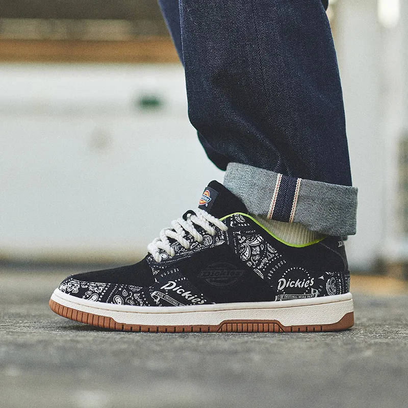 Dickies Trendy Multicolor Comfortable Versatile Low Top Skateboard Shoes Men's Black White-7