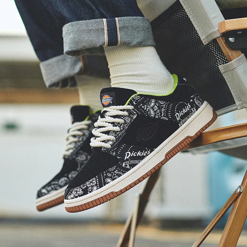 Dickies Trendy Multicolor Comfortable Versatile Low Top Skateboard Shoes Men's Black White-9