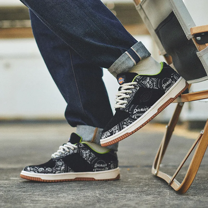 Dickies Trendy Multicolor Comfortable Versatile Low Top Skateboard Shoes Men's Black White-6