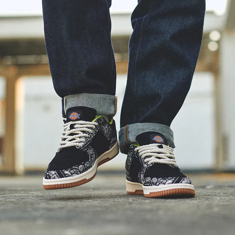 Dickies Trendy Multicolor Comfortable Versatile Low Top Skateboard Shoes Men's Black White-8