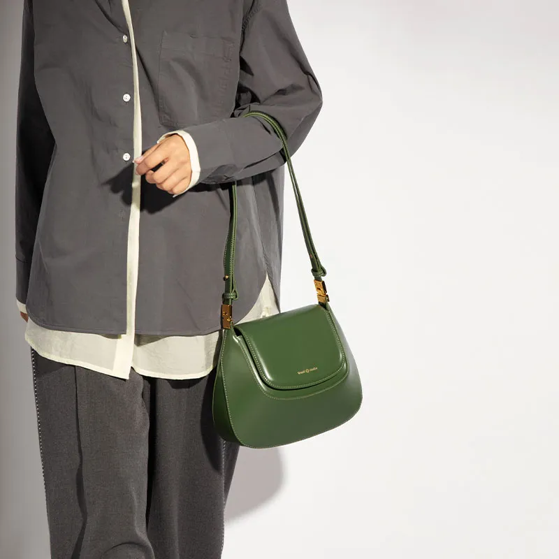 VENOF Cow Leather Shoulder Bag Small Size Women's Ivy Red/Van Dyke Brown/Martini Green-20
