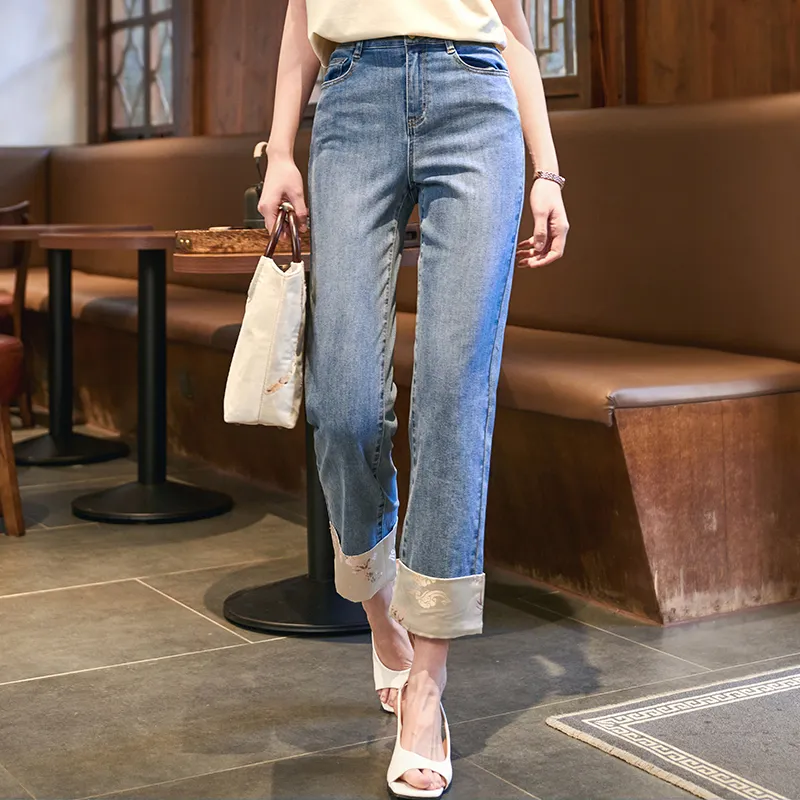 XIANGYING Jeans Women's Denim Blue-2