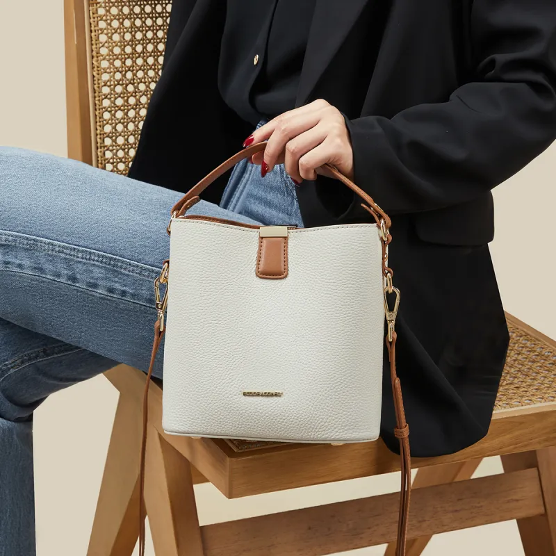 RED DRAGONFLY Cow Leather Bucket Bag Handbag Crossbody Bag Regular Women's Brown/Black/Ecru/Coffee-18