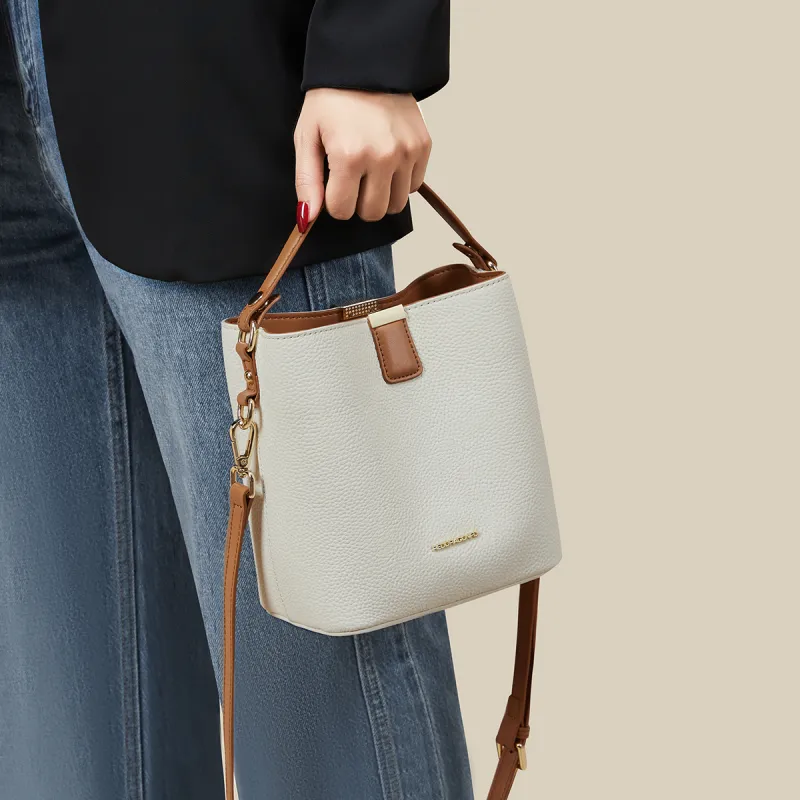 RED DRAGONFLY Cow Leather Bucket Bag Handbag Crossbody Bag Regular Women's Brown/Black/Ecru/Coffee-17
