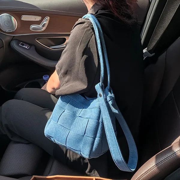 TAMATHA Polyurethane Bonded Synthetic Leather Shoulder Bag Women's Denim Blue-9