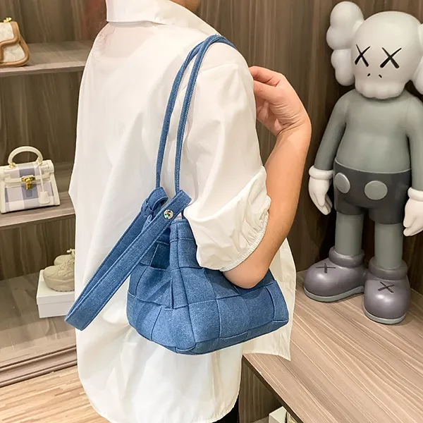 TAMATHA Polyurethane Bonded Synthetic Leather Shoulder Bag Women's Denim Blue-7