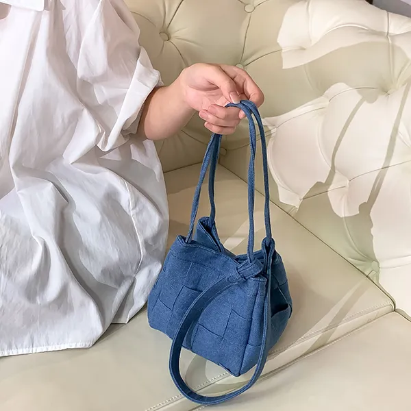 TAMATHA Polyurethane Bonded Synthetic Leather Shoulder Bag Women's Denim Blue-8