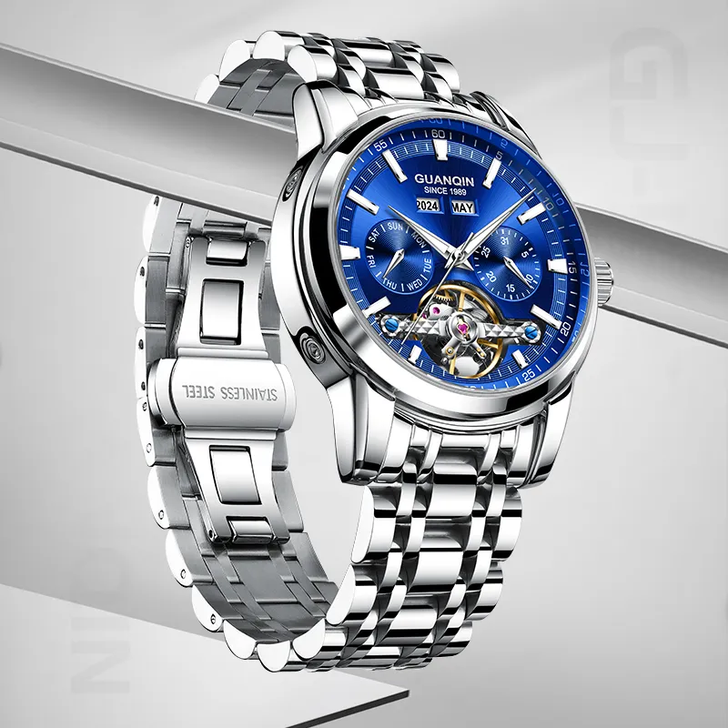 GUANQIN Mechanical Movement Stainless Steel Watchband Watch Men's Watches Gray Dial-26