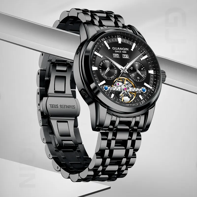 GUANQIN Mechanical Movement Stainless Steel Watchband Watch Men's Watches Gray Dial-32