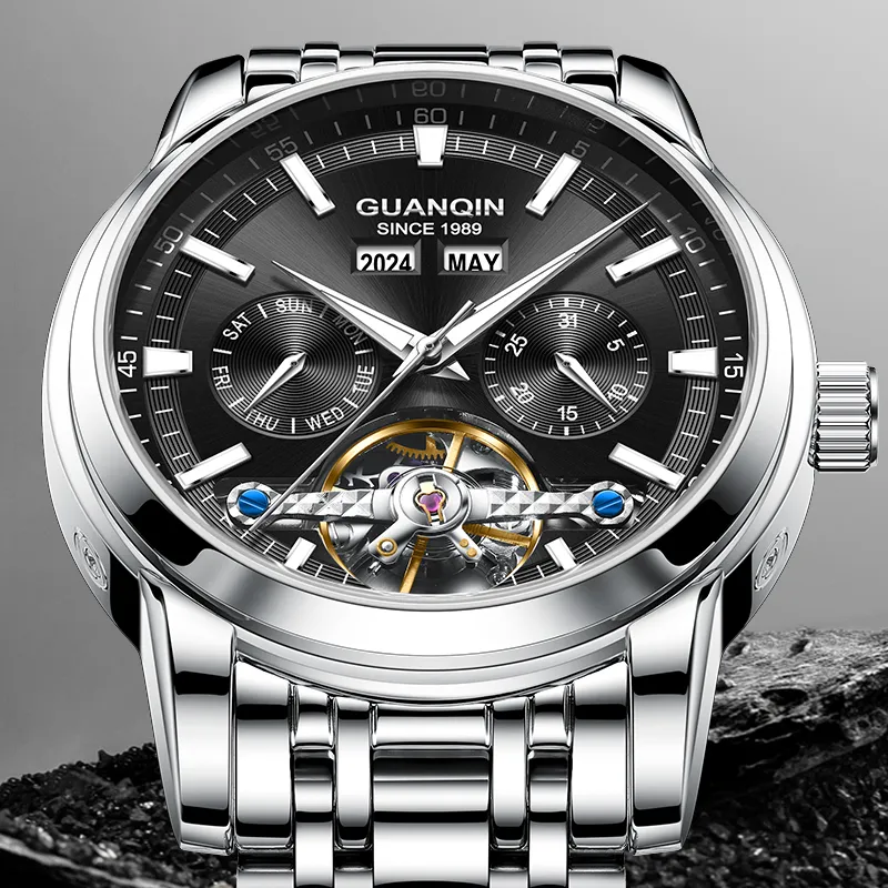 GUANQIN Mechanical Movement Stainless Steel Watchband Watch Men's Watches Gray Dial-19