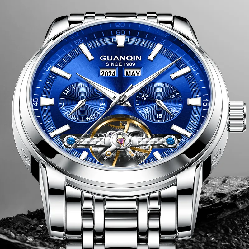 GUANQIN Mechanical Movement Stainless Steel Watchband Watch Men's Watches Gray Dial-27