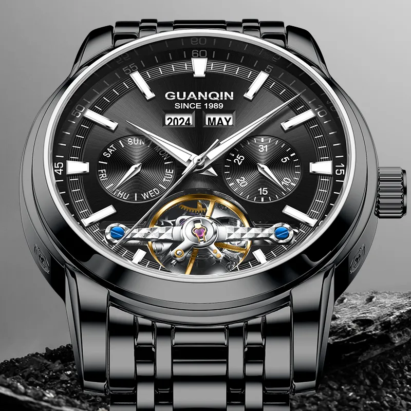 GUANQIN Mechanical Movement Stainless Steel Watchband Watch Men's Watches Gray Dial-33