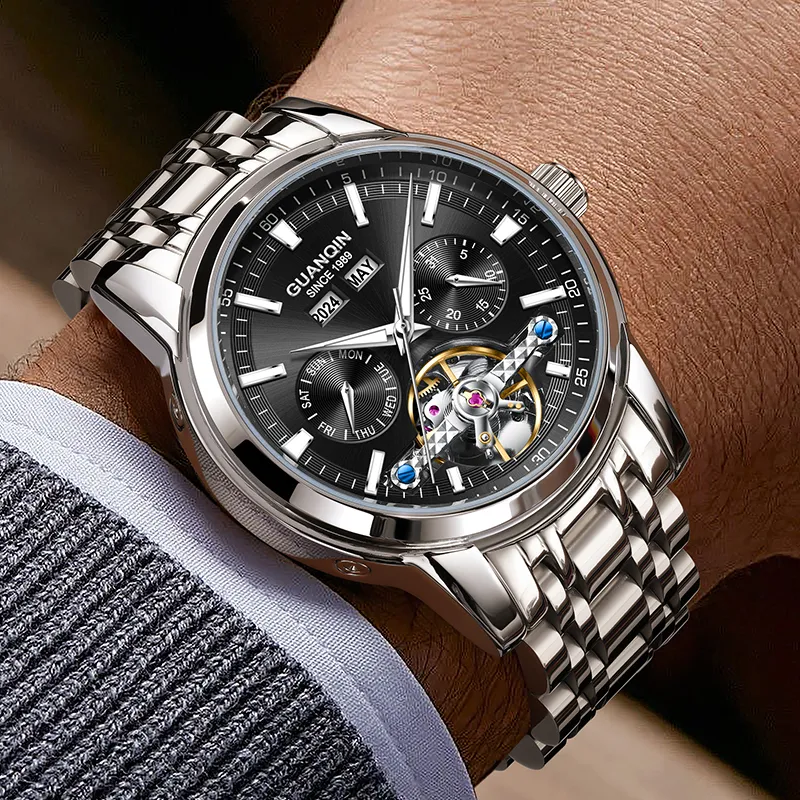 GUANQIN Mechanical Movement Stainless Steel Watchband Watch Men's Watches Gray Dial-20