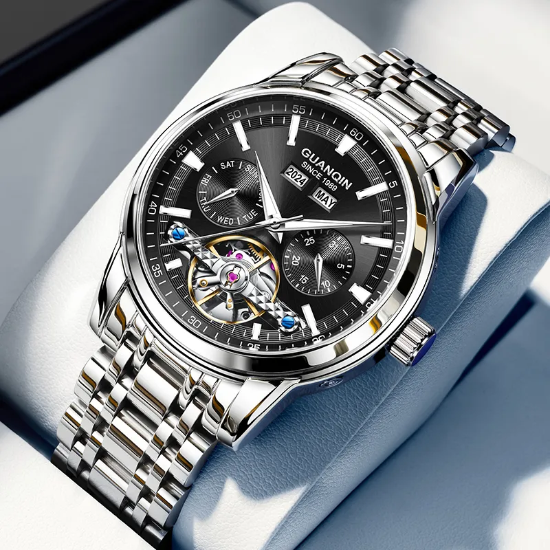 GUANQIN Mechanical Movement Stainless Steel Watchband Watch Men's Watches Gray Dial-17