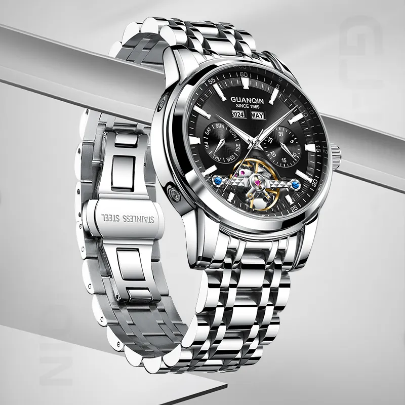 GUANQIN Mechanical Movement Stainless Steel Watchband Watch Men's Watches Gray Dial-18