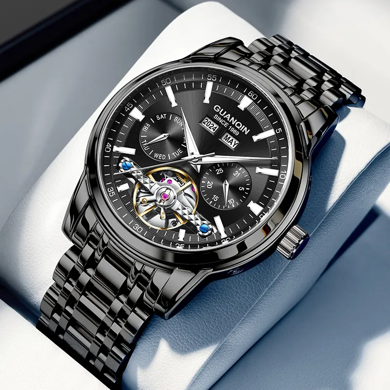 GUANQIN Mechanical Movement Stainless Steel Watchband Watch Men's Watches Gray Dial-31