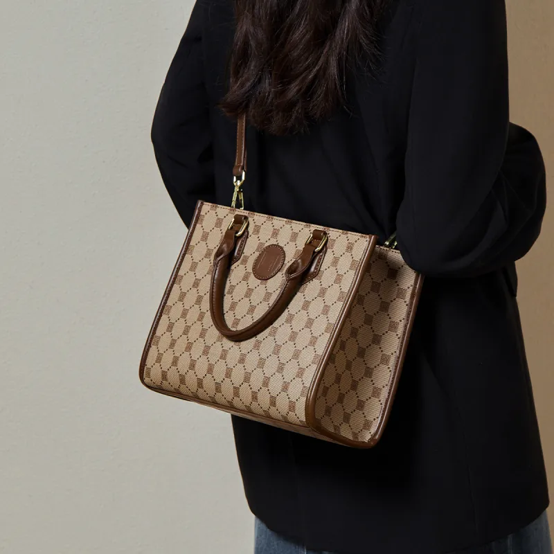 15 MINS PVC And Synthetic Leather Mom Bag Handbag Shoulder Bag Large Size Women's Coffee-3