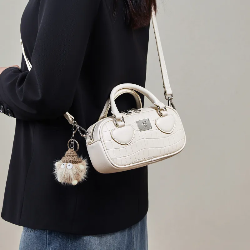 15 MINS Synthetic Leather Handbags Shoulder Bag Crossbody Bag Small Size Women's Ecru/Cherry Blossom Pink-1