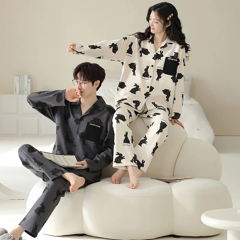 Qin Jing Pajama Set Unisex Gray White-5