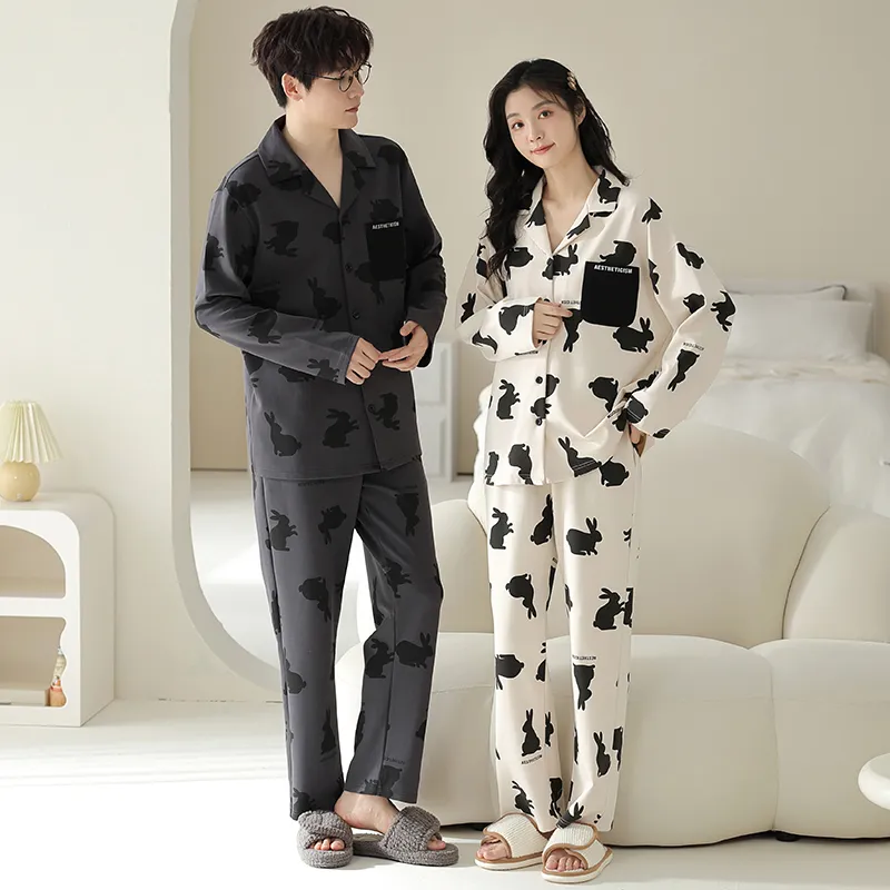 Qin Jing Pajama Set Unisex Gray White-3