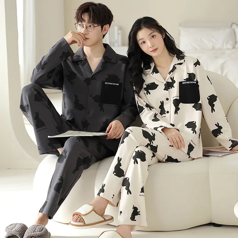 Qin Jing Pajama Set Unisex Gray White-1