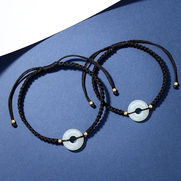 Olampe Hetian Jade Bracelets Unisex Pale Greenish White Jade-7